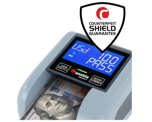 Detector Cassida Quattro con protección "Counterfeit Shield" contra billetes falsos.